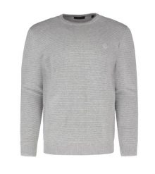 Prążkowany sweter S-MONO. Szare swetry męskie Volcano, l, bez wzorów, z bawełny, bez kołnierzyka. Za 159.99 zł.