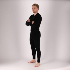 Termo (na dole) T-shirt męski - Czarny - Wełna Merino Premium - 1-częściowy. Czarne bielizna termoaktywna męska XTREME, na zimę, m, bez wzorów, z wełny, bez kołnierzyka. Za 270.79 zł.