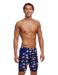 Spodenki do pływania Jammery Funky Trunks Paper Plain. Niebieskie kąpielówki męskie FUNKY TRUNKS, m, bez wzorów, z elastanu, do pływania. Za 219.00 zł.