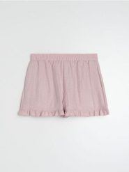 Luźne szorty z falbanką i wiskozą - różowy. Czerwone szorty damskie Sinsay, bez wzorów, z wiskozy. Za 35.99 zł.