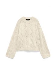 Vero Moda Sweter w kolorze kremowym rozmiar: M. Brązowe swetry klasyczne damskie Vero Moda, m, z wełny, bez kołnierzyka. Za 126.75 zł.