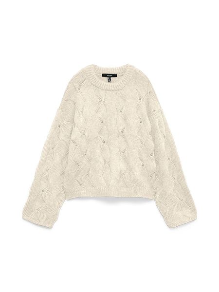Vero Moda Sweter w kolorze kremowym rozmiar: M. Brązowe swetry klasyczne damskie Vero Moda, m, z wełny, bez kołnierzyka. Za 109.26 zł.