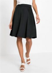 Spódnica z miękkiego materiału scuba. Czarne spódniczki damskie bonprix, bez wzorów, midi. Za 124.99 zł.