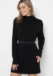 Czarny Oversizowy Sweter Golf z Wiskozą i Ozdobnym Splotem z Przodu Goyanes. Czarne golfy damskie Born2be, l, bez wzorów, z jeansu, bez ramiączek. Za 59.99 zł.