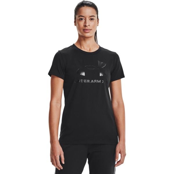 Koszulka damska Under Armour à manches courtes Sportstyle Graphic. Czarne bluzki sportowe damskie Under Armour, l, bez wzorów, z bawełny, bez kołnierzyka. Za 115.75 zł.