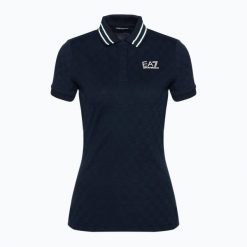 Koszulka damska EA7 Emporio Armani Golf Pro Polo Damier. Niebieskie golfy damskie EA7 Emporio Armani, s, bez wzorów, z bawełny, bez ramiączek. Za 429.99 zł.