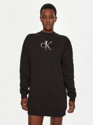 Calvin Klein Jeans Sukienka dzianinowa J20J224834 Czarny Relaxed Fit. Czarne sukienki damskie Calvin Klein Jeans, l, bez wzorów, z bawełny, bez kołnierzyka, bez ramiączek. Za 299.99 zł.