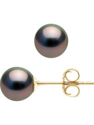 Pearl Addict Kolczyki-wkrętki z perłami w kolorze tahiti rozmiar: onesize. Brązowe kolczyki damskie Pearl Addict, z perłą, złote. Za 571.03 zł.