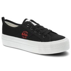 Czarne Trampki Lee Cooper Modne Buty Damskie. Czarne trampki i tenisówki damskie Lee Cooper, bez wzorów, z materiału. Za 99.00 zł.