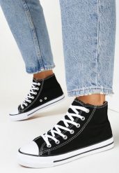 Czarne Sznurowane Trampki z Cholewką za Kostkę Socerio. Czarne trampki i tenisówki damskie Born2be, bez wzorów, za kostkę. Za 39.99 zł.