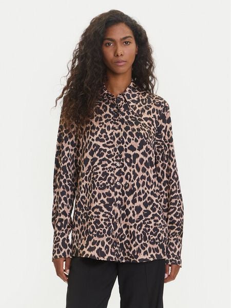 Guess Koszula W5YH03 WF1T2 Brązowy Regular Fit. Brązowe koszule damskie Guess, m, z aplikacjami, z syntetyku, bez kołnierzyka, bez ramiączek. Za 239.99 zł.