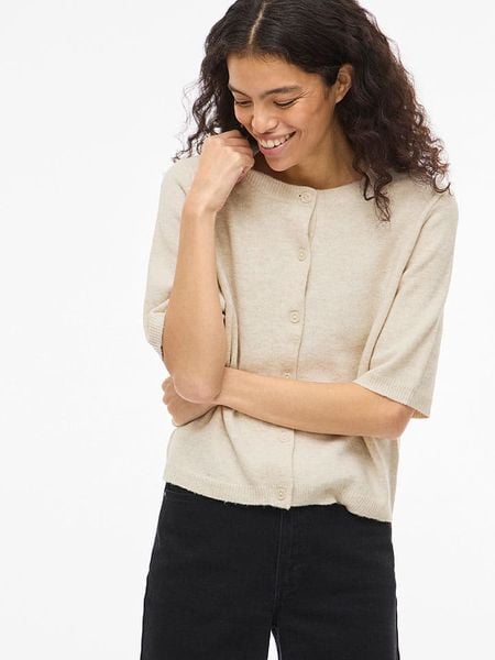 Vila Kardigan "Viliga" w kolorze beżowym rozmiar: M. Brązowe kardigany damskie Vila, m, bez wzorów, z materiału. Za 93.07 zł.