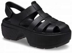 Sandały Dla Kobiet Crocs Stomp Fisherman Sandal. Czarne sandały damskie Crocs, bez wzorów, z materiału, bez obcasa, na platformie. Za 263.99 zł.