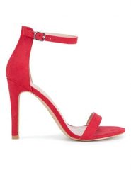 JENNY Sandały SS13814 Czerwony. Czerwone sandały damskie Jenny, bez wzorów, z materiału, bez obcasa, na szpilce. Za 99.99 zł.