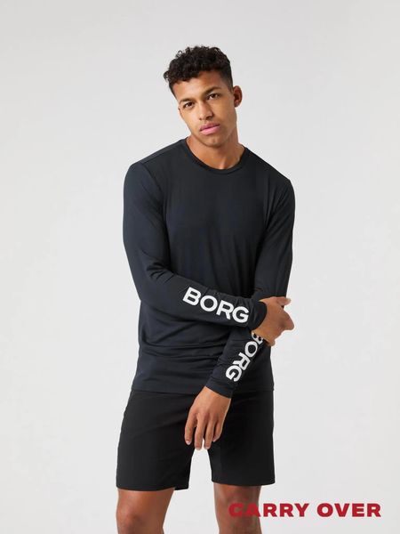 Bjorn_borg BORG LONG SLEEVE T-SHIRT z recyklowanego poliestru – BLACK BEAUTY. Czarne koszulki męskie z długim rękawem Björn Borg, l. Za 249.50 zł.