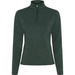 Damska techniczna koszulka polo do jazdy konnej z zamkiem błyskawicznym 1/2 Equi. Zielone bluzki damskie EQUIPAGE, bez wzorów, sportowe, bez kołnierzyka, bez ramiączek. Za 246.50 zł.