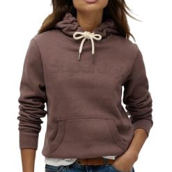 Bluza z kapturem Tonal Core. Brązowe bluzy z kapturem damskie Superdry. Za 325.60 zł.