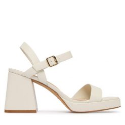 Sandały Aldo. Białe sandały damskie Aldo, bez wzorów, bez obcasa, na słupku. Za 319.99 zł.