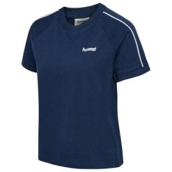 Koszulka damska Hummel Pulse Piping. Niebieskie topy sportowe damskie HUMMEL, bez wzorów, bez ramiączek. Za 184.00 zł.