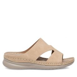 Klapki Clara Barson. Brązowe klapki damskie Clara Barson, bez wzorów, bez obcasa. Za 53.99 zł.