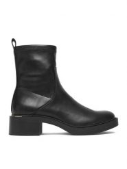 JENNY Botki CEO-R25AW09228 Czarny. Czarne botki damskie Jenny, z materiału, bez obcasa, na słupku, bez zapięcia. Za 139.99 zł.