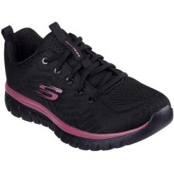 Buty sportowe damskie Skechers Get Connected. Czarne buty sportowe na co dzień damskie Skechers, bez wzorów, z materiału. Za 199.99 zł.