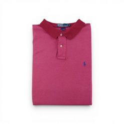 Second life - Polo Ralph Lauren koszulka męska z krótkim rękawem - Stan dobry. Czerwone koszulki polo męskie Ralph Lauren, l, bez wzorów, z materiału, bez ramiączek. Za 106.46 zł.