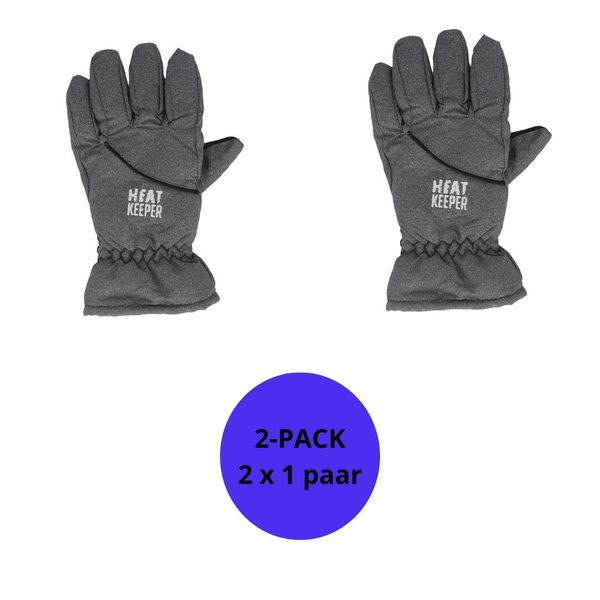 Dziecięce rękawiczki narciarskie 2 pary. Szare rękawiczki dziecięce HEAT KEEPER, z poliamidu, bez ramiączek. W wyprzedaży za 182.50 zł.