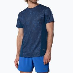 Koszulka do biegania męska Mizuno Active DryAeroFlow Graphic. Niebieskie t-shirty sportowe męskie Mizuno, m, z materiału, bez ramiączek, do biegania. Za 229.99 zł.