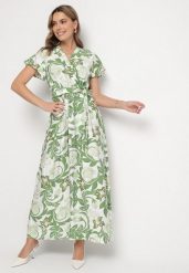 Zielona Sukienka Kopertowa z Wiskozy z Wiązanym Paskiem Eladoriel. Zielone sukienki damskie Born2be, na co dzień, l, bez wzorów, z wiskozy, eleganckie, bez kołnierzyka, bez ramiączek, maxi, kopertowe. W wyprzedaży za 79.99 zł.