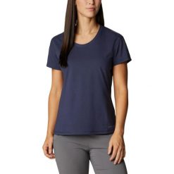 Koszulka z krótkim rękawem Sun Trek SS Tee - niebieska. Niebieskie t-shirty damskie Columbia, m, bez wzorów, z bawełny, bez kołnierzyka. Za 171.00 zł.