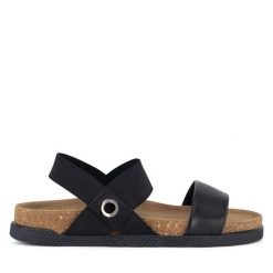 Sandały Lasocki. Czarne sandały damskie Lasocki, bez wzorów, bez obcasa, na płaskiej podeszwie. Za 159.99 zł.