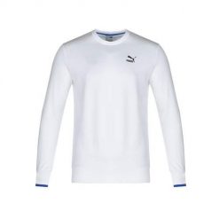 Bluza treningowa męska Puma Sport Crew Sweat. Białe bluzy bez kaptura męskie Puma, bez wzorów, sportowe, bez kołnierzyka, bez ramiączek. Za 218.00 zł.