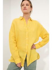 Josephine & Co Lniana bluzka "Lydian" w kolorze żółtym rozmiar: 38. Żółte bluzki damskie Josephine & Co, bez wzorów, ze lnu, bez kołnierzyka, bez ramiączek. Za 230.99 zł.