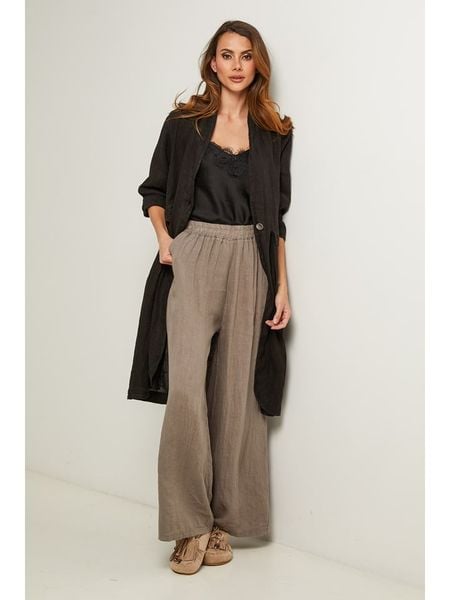 Fleur de Lin Lniany kardigan "Gabry" w kolorze ciemnobrązowym rozmiar: XL. Brązowe kardigany damskie Fleur de Lin, xl, bez wzorów, ze lnu. Za 259.95 zł.