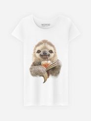 WOOOP Koszulka "Sloth And Drink" w kolorze białym rozmiar: S. Białe bluzki damskie Wooop, s, bez wzorów, z bawełny, bez kołnierzyka, bez ramiączek. Za 56.99 zł.