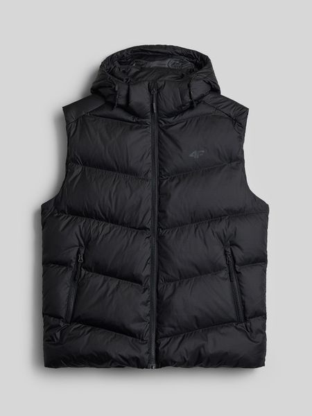 4F Bezrękawnik puchowy z wypełnieniem naturalnym męski - czarny XL. Czarne kamizelki męskie 4f, m, z materiału. Za 499.99 zł.