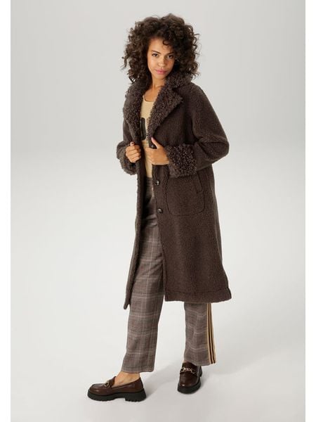 Aniston Płaszcz pluszowy w kolorze ciemnobrązowym rozmiar: 36. Brązowe płaszcze damskie Aniston, bez wzorów. Za 87.19 zł.
