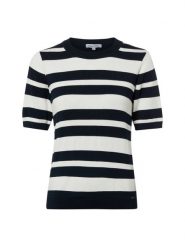More & More koszulka z dzianiny Kobiety Sztuczne włókno niebieski|biały, 38. Białe t-shirty damskie MORE & MORE, z aplikacjami, z dzianiny, bez kołnierzyka. Za 179.95 zł.