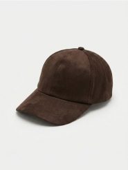 Czapka z daszkiem z imitacji zamszu - brązowy. Brązowe czapki z daszkiem damskie Sinsay, bez wzorów. Za 22.99 zł.
