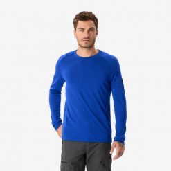 Koszulka męska trekkingowa z długim rękawem Simond Merino Resist. Niebieskie koszulki męskie z długim rękawem FORCLAZ, l, z materiału. Za 199.99 zł.