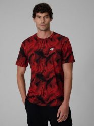 4F T-shirt regular z nadrukiem męski - czerwony XXL. Czerwone t-shirty męskie 4f, m, bez wzorów, z bawełny, bez kołnierzyka. Za 89.99 zł.