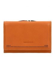 Wojas Skórzany portfel w kolorze jasnobrązowym - 12 x 8 x 2,5 cm rozmiar: onesize. Brązowe portfele damskie Wojas, bez wzorów, z materiału. Za 162.87 zł.