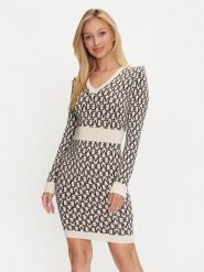 Marciano Guess Sukienka dzianinowa 4YGK74 5036Z Beżowy Regular Fit. Brązowe sukienki damskie Marciano Guess, z aplikacjami, z dzianiny, bez kołnierzyka, bez ramiączek. Za 539.99 zł.