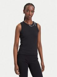 HUGO Top Delolly 50571231 Czarny Slim Fit. Czarne topy damskie Hugo, l, bez wzorów, z bawełny, bez kołnierzyka. Za 399.99 zł.