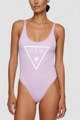 GUESS Lawendowy damski jednoczęściowy strój kąpielowy z logo Violet, Rozmiar S. Fioletowe stroje jednoczęściowe damskie Guess, s, z aplikacjami. Za 389.99 zł.