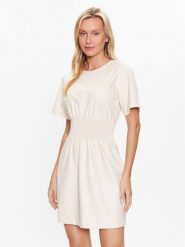 DKNY Sukienka codzienna P3ABTQ87 Écru Regular Fit. Sukienki damskie DKNY, na co dzień, xl, bez wzorów, z syntetyku, bez kołnierzyka, bez ramiączek, proste. Za 589.99 zł.