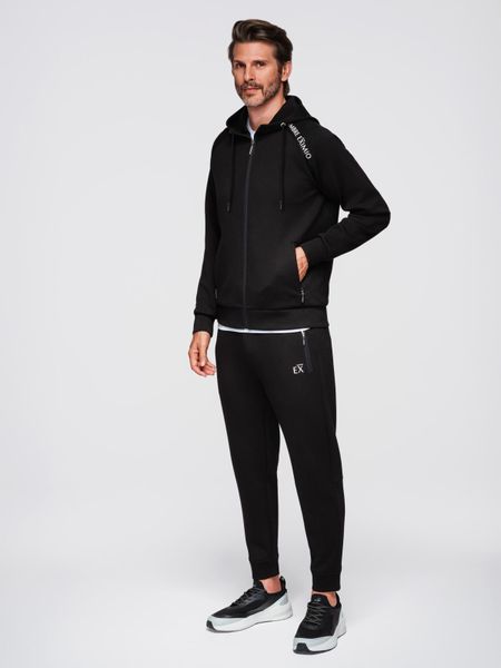 Komplet dresowy męski set bluza rozpinana z kapturem + spodnie dresowe joggery - czarny V1. Czarne bluzy z kapturem męskie Ombre Clothing, m, z dresówki. W wyprzedaży za 286.99 zł.