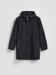 Kurtka parka z kapturem - czarny. Czarne kurtki męskie Reserved, l, bez wzorów. Za 299.99 zł.