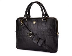 Torba na laptopa 13,3'' skórzana SOLIER czarna FL26 Alcamo. Czarne torby na laptopa damskie Solier, bez wzorów, ze skóry. Za 549.99 zł.